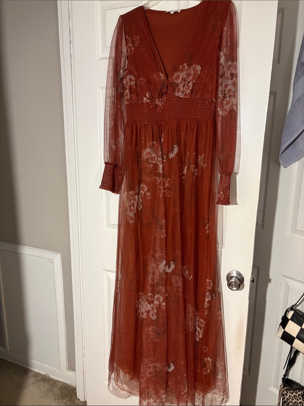 Baltic Born Rust Floral Long Sleeve Maxi Dress